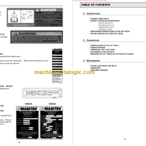 Manitou TMT 320 OPERATOR SERVICE MANUAL