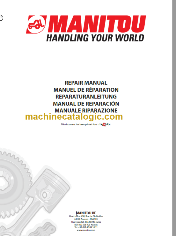 Manitou MT 1440 SL Turbo ULTRA Série 3-E2 Repair Manual