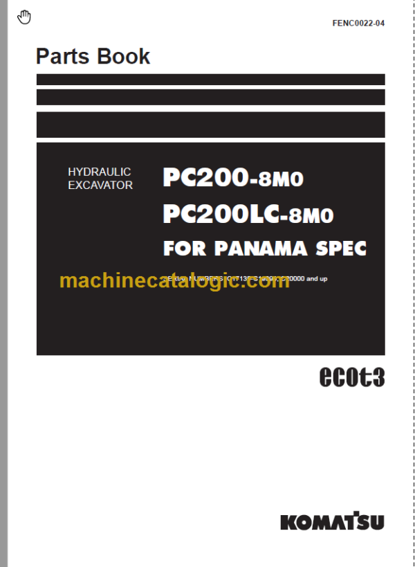 Komatsu PC200-8M0 PC200LC-8M0 FOR PANAMA Hyraulic Excavator Parts Book