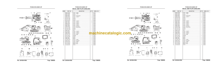 Komatsu PC300SE-8 PC300LCSE-8 Hydraulic Excavator Parts Catalog