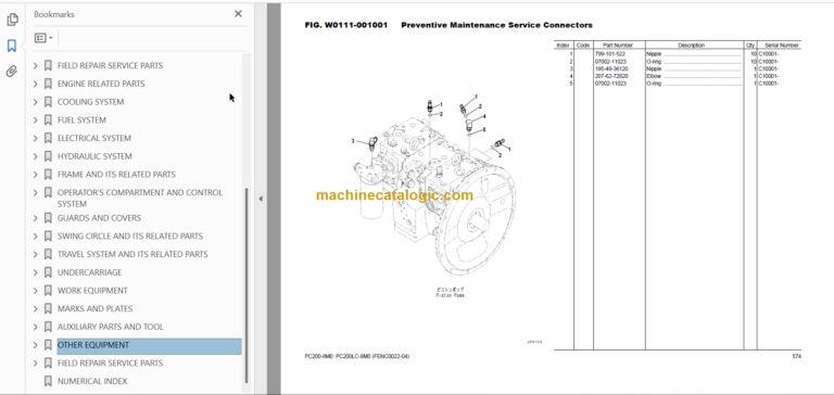 Komatsu PC200-8M0 PC200LC-8M0 FOR PANAMA Hyraulic Excavator Parts Book