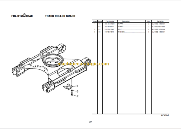 Komatsu PC130-7 Spare Parts Catalogue