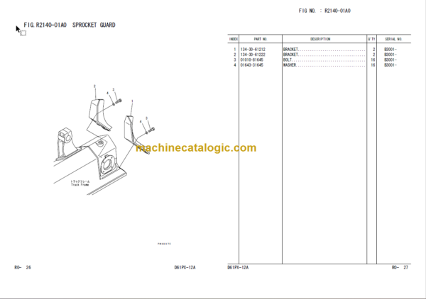 Komatsu D61PX-12 Parts Book