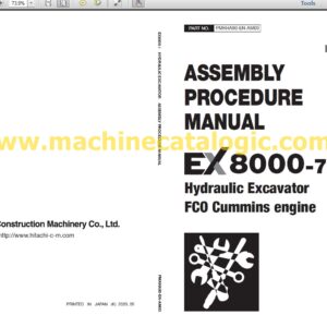 Hitachi EX8000-7 ASSEMBLY PROCEDURE MANUAL