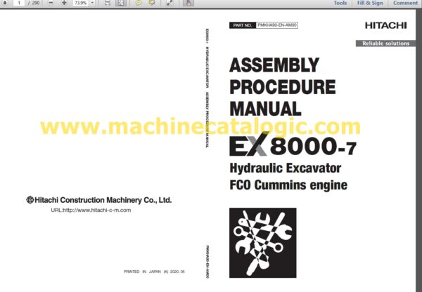 Hitachi EX8000-7 ASSEMBLY PROCEDURE MANUAL