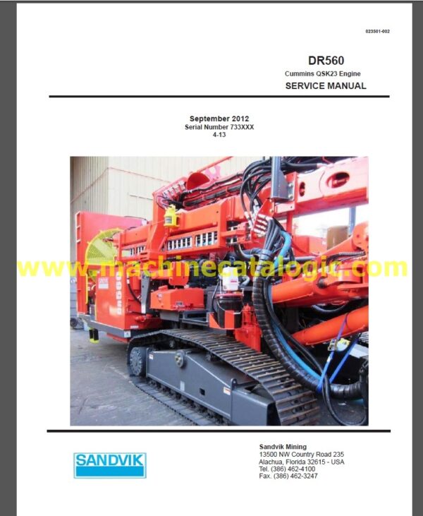 Sandvik DR560 Drill Service Manual PDF