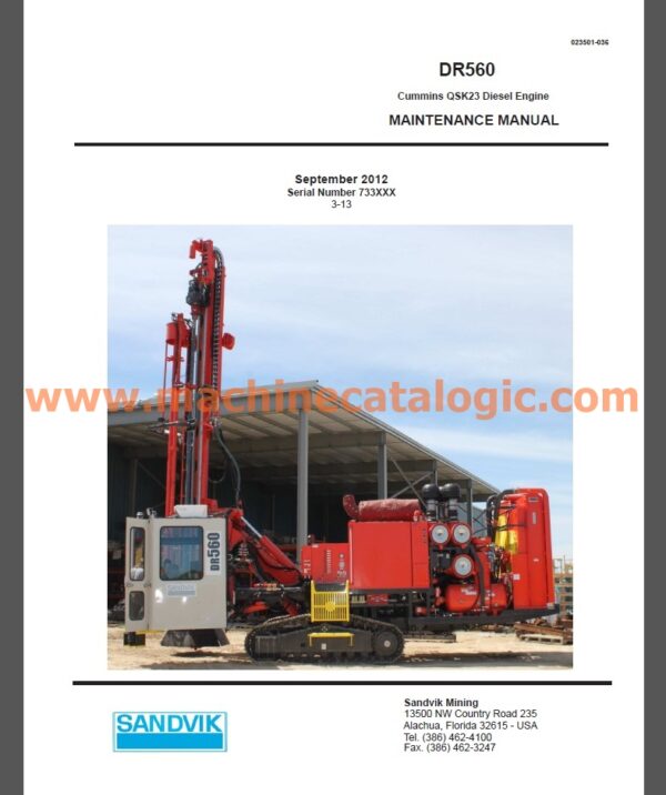 Sandvik DR560 Drill Maintenance Manual PDF