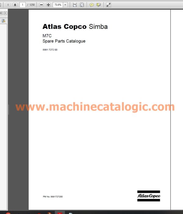 Atlas Copco Simba M7C Drilling Machine Spare Parts Catalogue