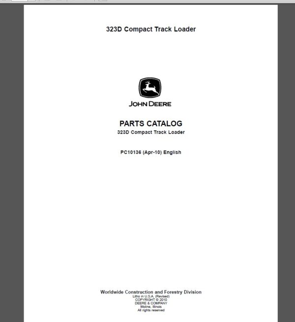 John Deere 323D Compact Track Loader Parts Catalog