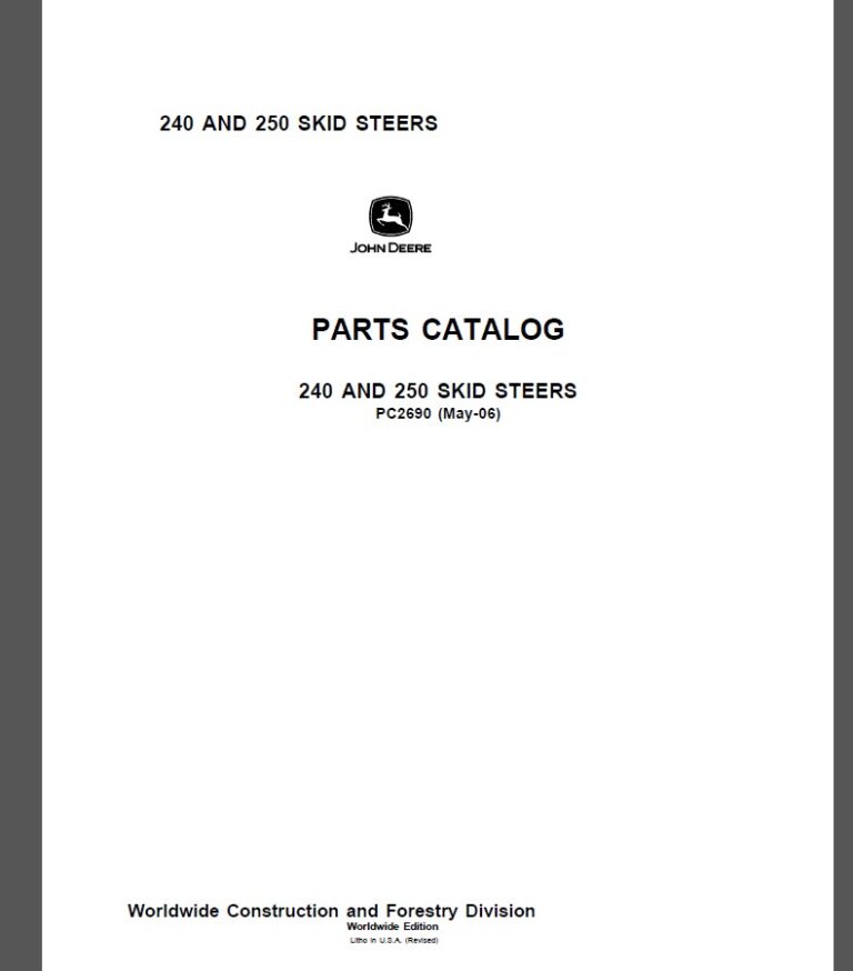John Deere 240 AND 250 SKID STEERS Parts Catalog