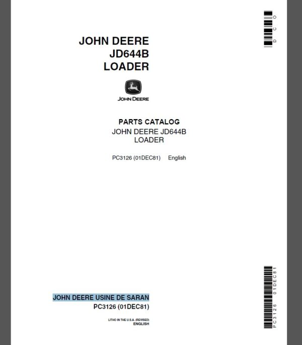 John Deere JD644B LOADER Parts Catalog