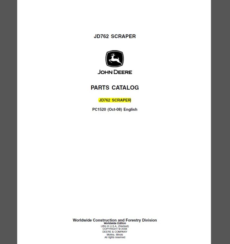 John Deere JD762 SCRAPER Parts Catalog