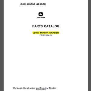 John Deere JD670 MOTOR GRADER Parts Catalog