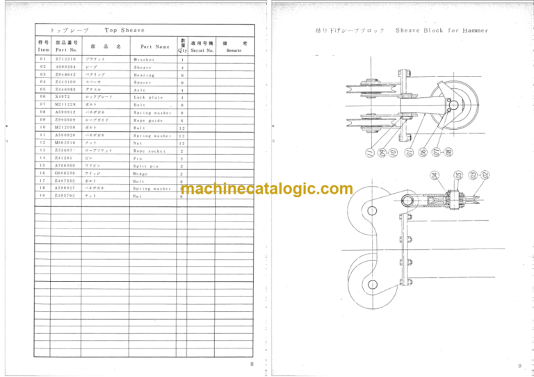 Hitachi KH150-2 40S BOOM SUPPORT TYPE PILE DRIVER Parts Catalog