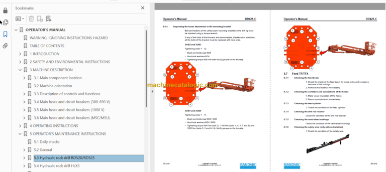 Sandvik DD421-60C Drill Rig Operator's Manual Serial No. 116D43797-1