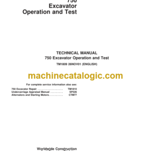 John Deere 750 Excavator Operation and Test Technical Manual