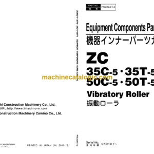 Hitachi ZC35C-5 35T-5 50C-5 50T-5 Vibratory Roller Equipment Components Parts Catalog (PTCJA0-E1-3)