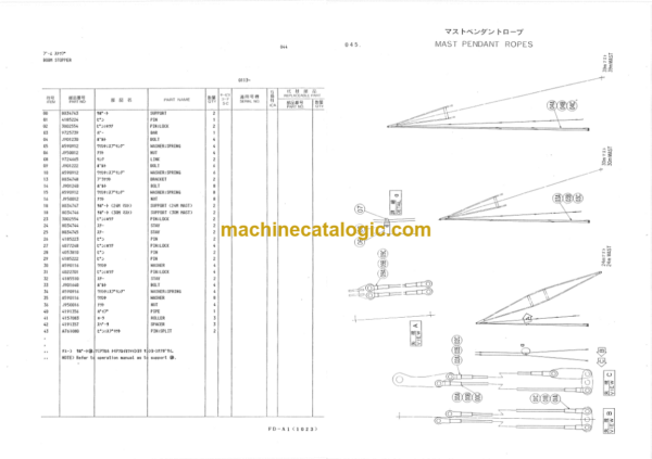 Hitachi KH1000 Crane Attachment for Counterba Parts List