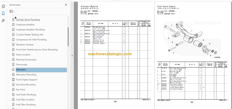 Hitachi ZW310-7 Wheel Loader Engine Parts Catalog