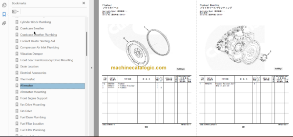 Hitachi ZW310-7 Wheel Loader Engine Parts Catalog