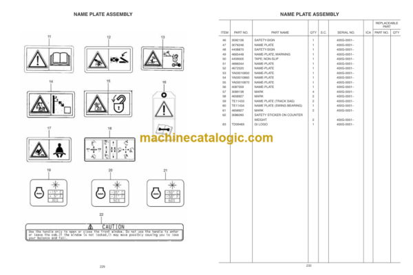 Hitachi ZAXIS 400MTH GI-SERIES Hydraulic Excavator Parts Catalog