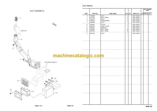 TATA Hitachi 1200-0017 Parts Catalog