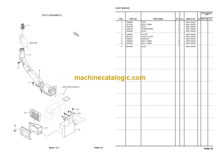 TATA Hitachi 1200-0017 Parts Catalog