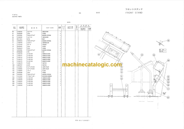 Hitachi KH1000 Crane Attachment for Counterba Parts List