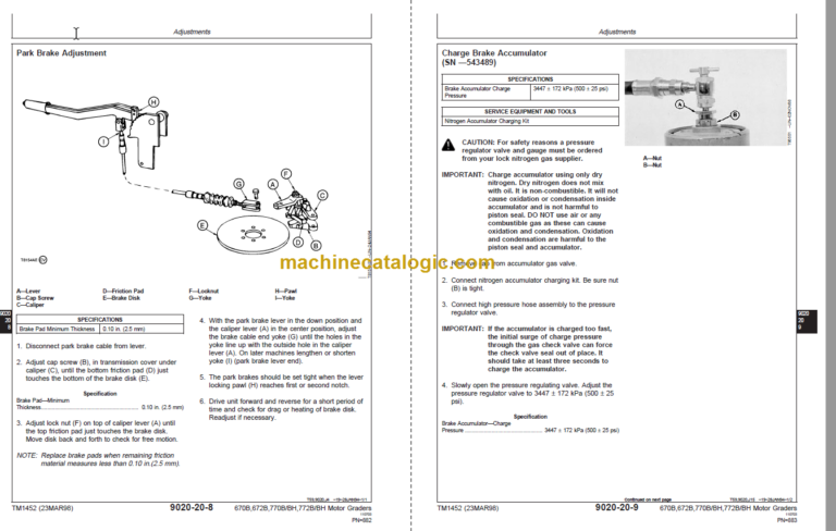John Deere 670B 672B 770B 770BH 772B 772BH Motor Graders Operation and Test Technical Manual