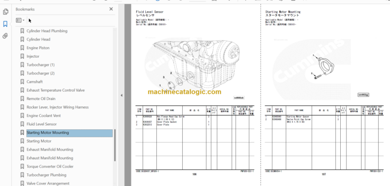 Hitachi ZW310-7 Wheel Loader Engine Parts Catalog