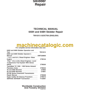 John Deere 640H and 648H Skidder Repair Technical Manual