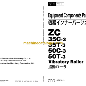 Hitachi ZC35C-3 35T-3 50C-3 50T-3 Vibratory Roller Equipment Components Parts Catalog