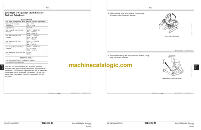 John Deere 909J 959J Feller Buncher Operation and Test Technical Manual
