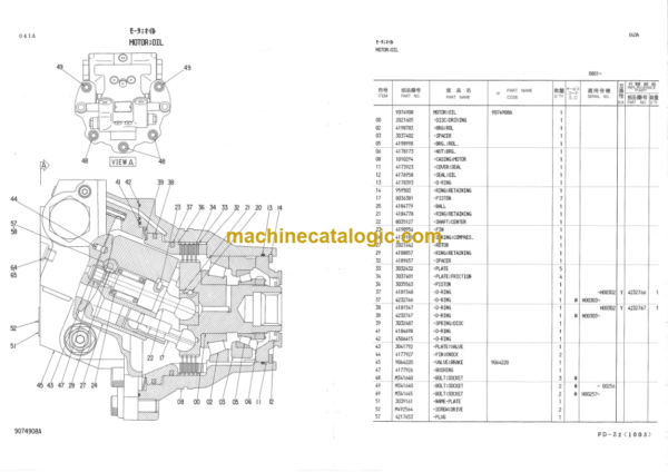 Hitachi KH125-3 Equipment Components Parts Catalog Serial No.0801-