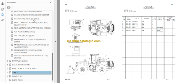 Hitachi ZW310 ZW310-A Wheel Loader Parts Catalog