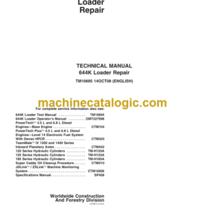 John Deere 644K Loader Repair Technical Manual