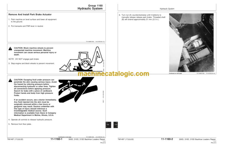 John Deere 300D 310D 315D Backhoe Loaders Repair Technical Manual