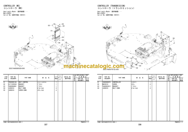 Hitachi ZW250-7 Wheel Loader Parts Catalog