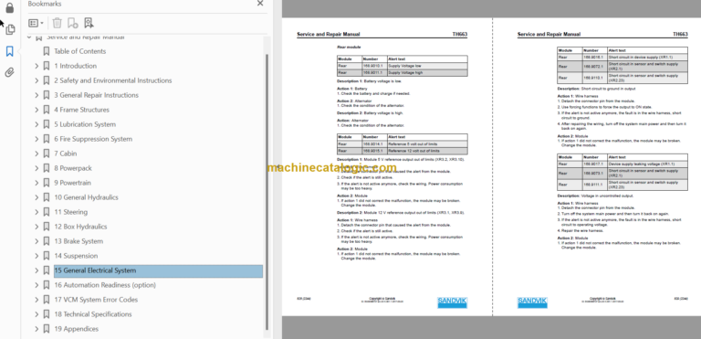 Sandvik TH663 Service Manual Serial No. T763D156