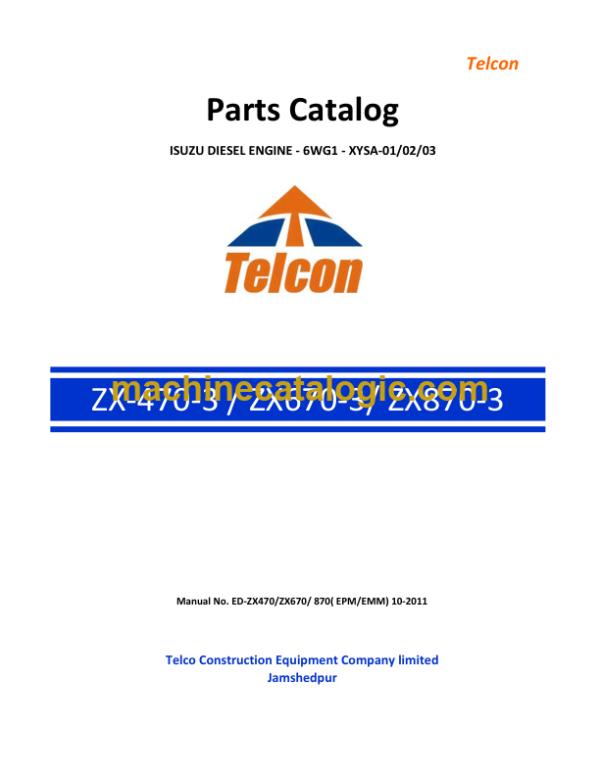 Hitachi ZX470-3 ZX670-3 ZX870-3 Parts Catalog