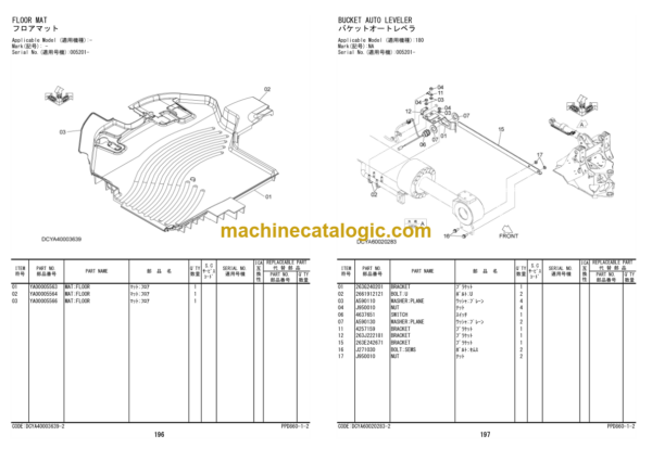 Hitachi ZW180-6 180PL-6 Wheel Loader Parts Catalog