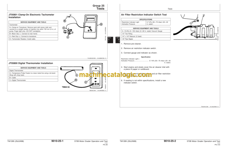 John Deere 570B Motor Grader Operation and Test Technical Manual