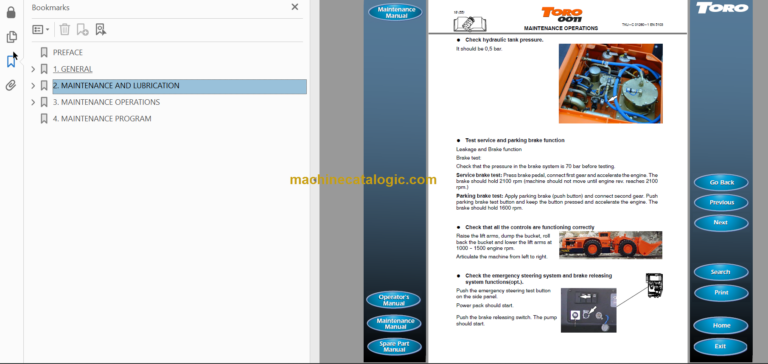 Sandvik TORO 0011 Maintenance Manual Serial No. T5011054