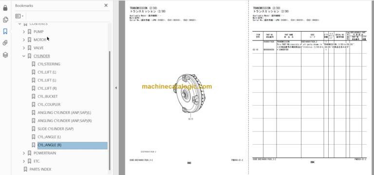 Hitachi ZW220-6 Wheel Loader Equipment Component Parts Catalog