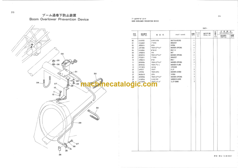 Hitachi KH125-3 Hydraulic Crawler Crane Parts Catalog Serial No.0601-0727