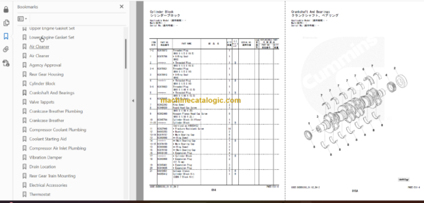 Hitachi ZW180-5B 180PL-5B 220-5B Wheel Loader Engine Parts Catalog