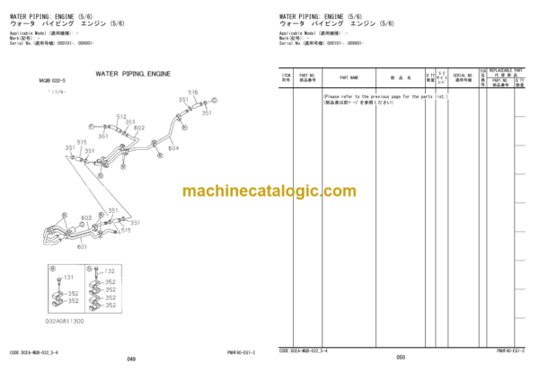 Hitachi ZW550-5B Wheel Loader Engine Parts Catalog