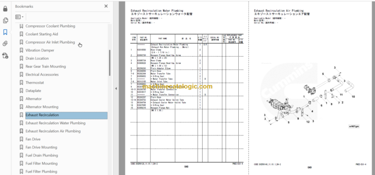 Hitachi ZW180-5B 180PL-5B 220-5B Wheel Loader Engine Parts Catalog