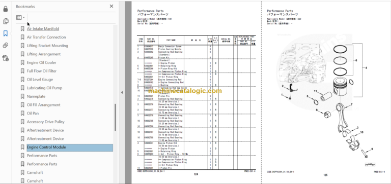 Hitachi ZW180-5B 180PL-5B 220-5B Wheel Loader Engine Parts Catalog