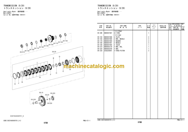 Hitachi ZW180-5A Wheel Loader Equipment Components Parts Catalog